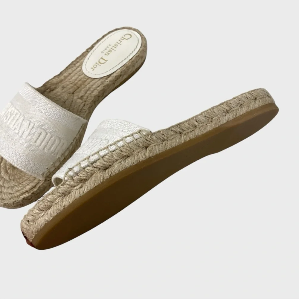 Christian Dior NEW Unworn Cream Granville Espadrille Sandals Size 35